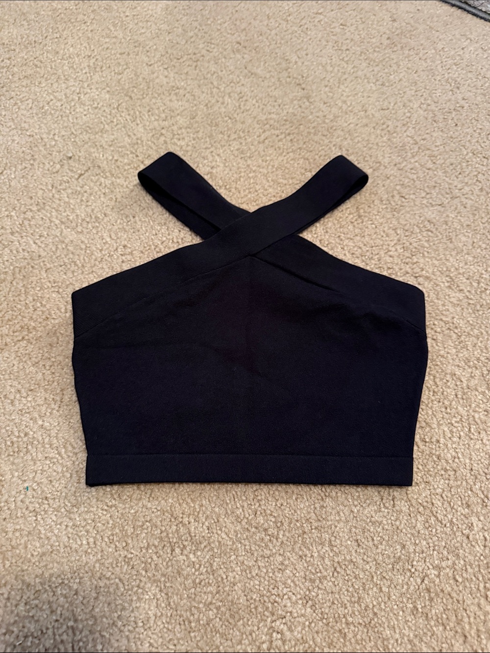 Aritzia Babaton Black Criss Cross Halter Crop Top